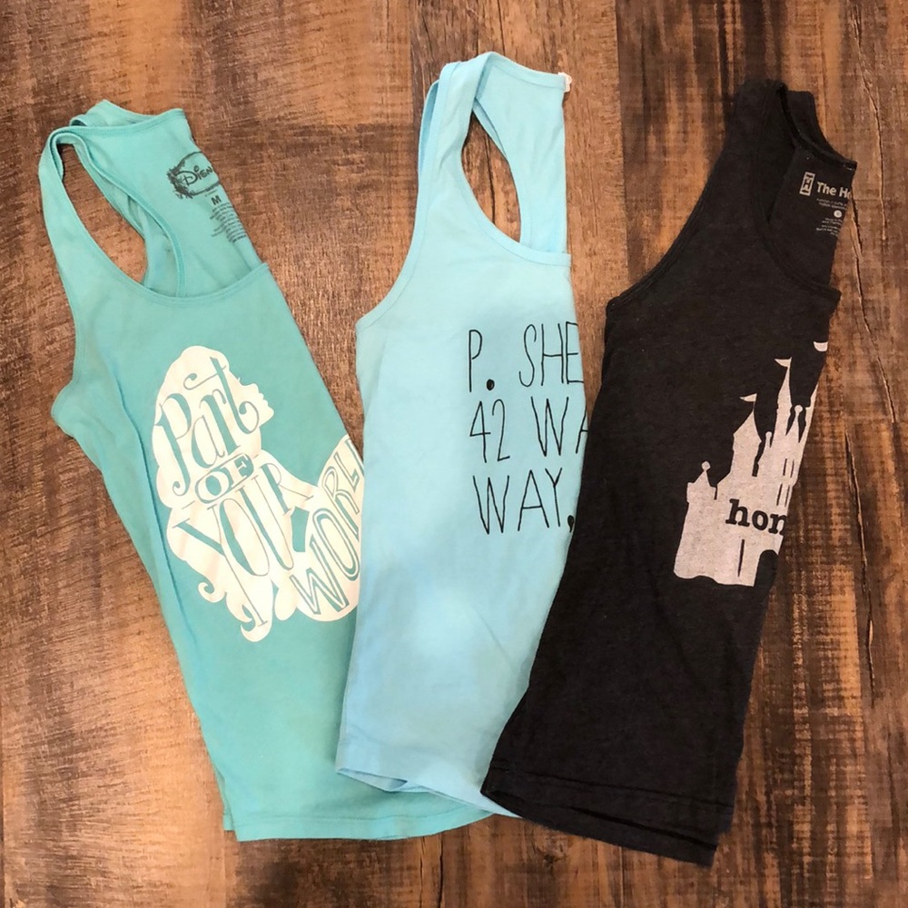 Bundle of 3 Disney tanks. Great condition!